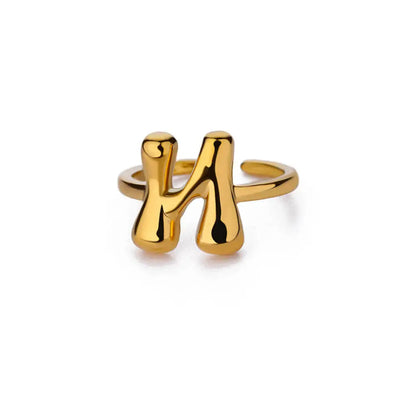 Personalised Gold Bubble Letter Ring (Adjustable)