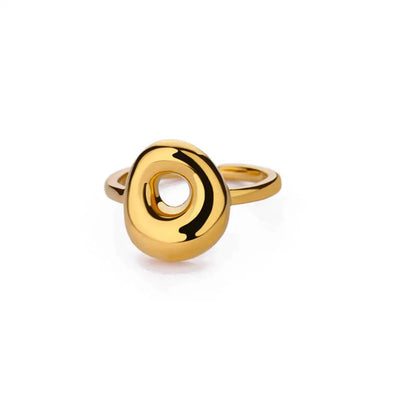 Personalised Gold Bubble Letter Ring (Adjustable)