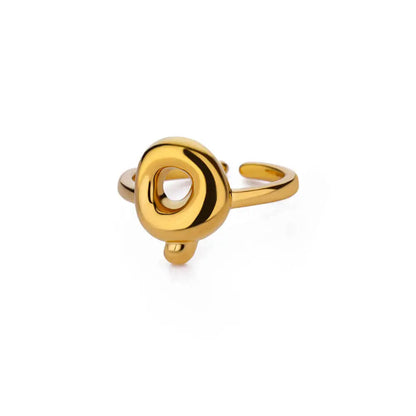 Personalised Gold Bubble Letter Ring (Adjustable)