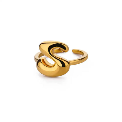 Personalised Gold Bubble Letter Ring (Adjustable)