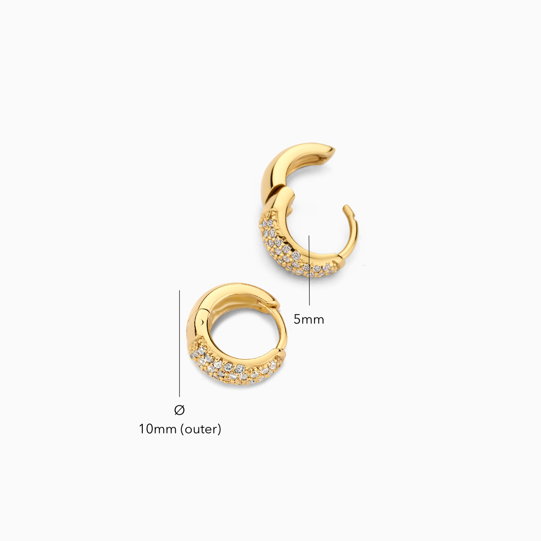 Diamond Pavé Huggie Earrings | Gold