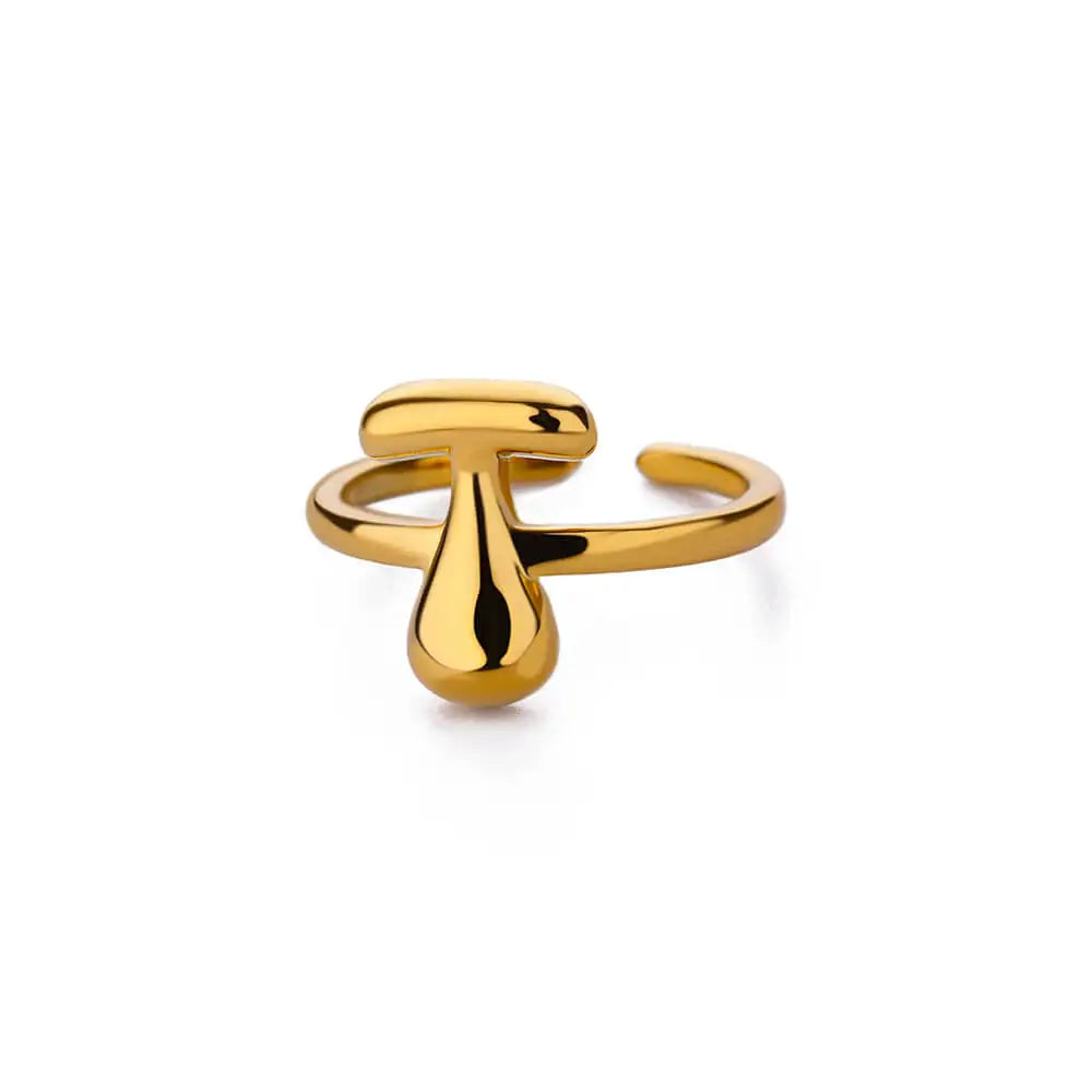 Personalised Gold Bubble Letter Ring (Adjustable)