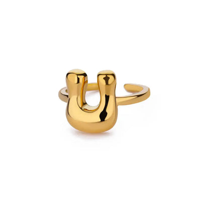 Personalised Gold Bubble Letter Ring (Adjustable)