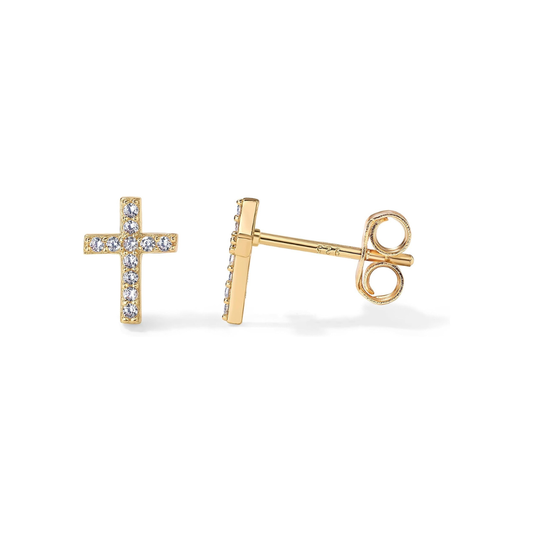 Pavé Cross Earrings | Gold