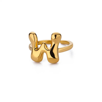 Personalised Gold Bubble Letter Ring (Adjustable)