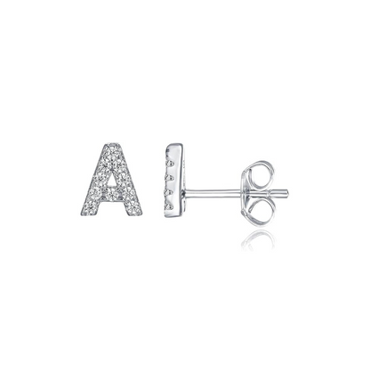 White Gold Initial Earrings