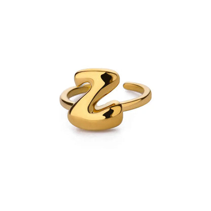 Personalised Gold Bubble Letter Ring (Adjustable)